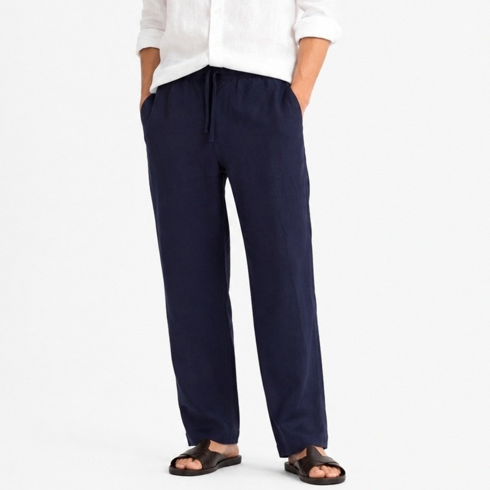 Everlane Linen Easy Pants Navy Drawstring Pull On 100% Linen Men's XL NWOT